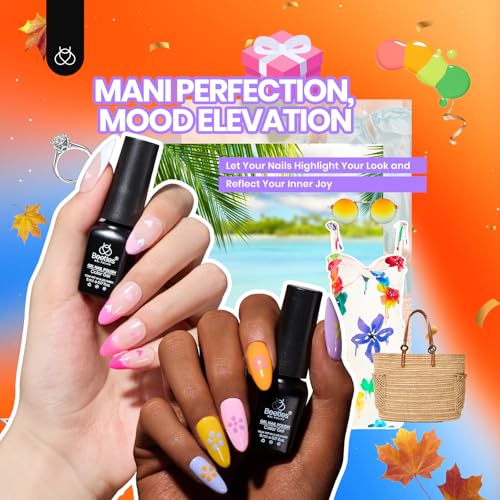 Beetles Gel Nail Polish Kit with U V Light-75PCS Chic Outfits 45 Colors Gel Polish Starter Kit,Soak Off All Season Gel Nail Kit with 5PCS Base Top Coat Nail Art Tools-Perfect Manicure Kit for Women