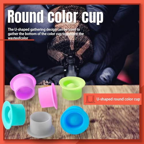 KVM 200pcs Tattoo Ink Cup Blue Disposable Silicone Tattoo Pigment Cup Eyebrow Eyeliner Lip Color Pigment Cup Tattoo Pigment Holder (Black)