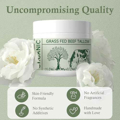 Beef Tallow, Beef Tallow for Skin, Tallow Face Moisturizer, 2 Packs Unscented Beef Tallow Blam Grass Fed Whipped Tallow Face Cream Nourishing Soothing Moisturizer Body Lotion Skin Care