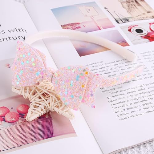 6 Pack Girls Headbands Glitter Kids Headbands Bow/Heart/Star Headbands for girls/Toddler/Teens (A-666)