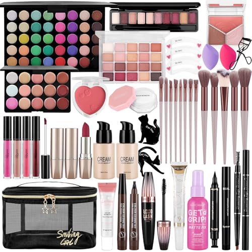 Makeup Set For Women Full Kit Includes Eyeshadow Concealer Palette Lip Gloss Lipstick Eye Pencil Makeup Brushes, All In One Makeup Gift Set For Teen, Girl And Beginner£¬Stocking Stuffers for Teen Girls