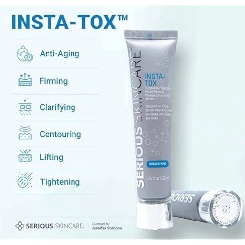 Serious Skincare INSTA-TOX Instant Wrinkle Smoothing Serum - Improves appearance of Fine Lines & Wrinkles - Temporary Skin Tightener - Instant Line Filler - Two .75 Fl Oz Tubes (2Pack)