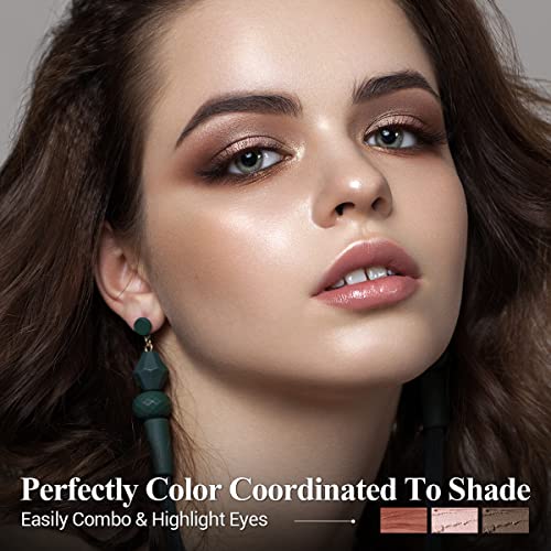 3PCS Eyeshadow Stick,Neutral Brown Metallic And Shimmer Pink Cream Eyeshadow Pencil Crayon,Eye Brightener Makeup With Smudge Proof,Long Lasting Cream Eye Shadow Sticks Set