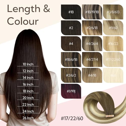 HOTBANANA Tape in Hair Extensions, 20 Inch 20pcs 50g Ombre Walnut Brown to Ash Brown and Bleach Tape in Hair Extensions Human Hair Straight Remy Human Hair Tape in Extensions
