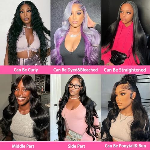 13x6 Lace Front Wigs Human Hair Body Wave Lace Front Wigs Human Hair 13x6 HD Lace Front Wigs Human Hair Glueless Wigs Human Hair Body Wave Frontal Wig for Black Women 180% Density (28inch)