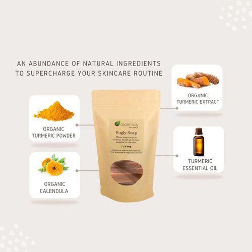 Aspen Kay Naturals - 1 Pound Bag of Fugly Soap, a Mixture of Dented & Imperfect Soap Bars, Soap Ends & Chunks. Natural & Organic Ingredients. (Turmeric)