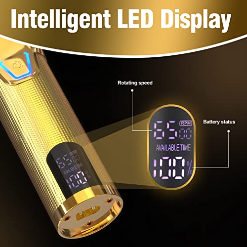 Cordless Hair Clippers for Men,Professional Hair Clippers Trimmer Kit,Barber Fading Clipper and Zero Gap T-Blade Trimmer Set with LED Display for Mens Gifts(Gold)