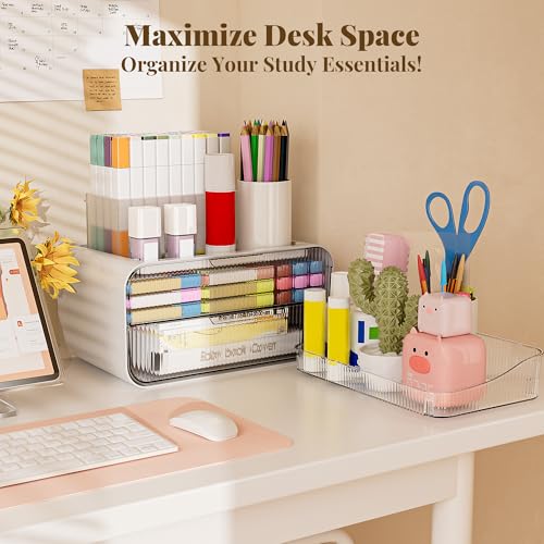 Delamu Bathroom Counter Organizer 2-Drawers 2-Tier Acrylic Makeup Organizer for Vanity Countertop, Skincare Perfume Storage, Easy Assembly, Ideal Gift for Women, Bath Linen Sets, Clear