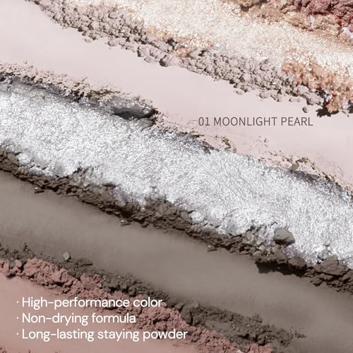 Flower Knows Shell's Jewel 6-Color Makeup Palette,Nude Pink Eyeshadow with 4 Matte + 2 Shimmer Shades,Blendable Smooth Cute Eye Makeup,0.23 Oz(01 Moonlight Pearl)