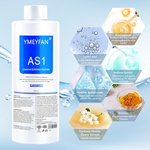 YMEYFAN AS1 Solution for Hydrate Facial Machine (English Ver.), AS1 SA2 AO3 Aqua Peeling Solution for Hydrogen Oxygen Facial Machine, Nourishing Exfoliate Serums for Face Skin Care(400ml x 3Bottles)