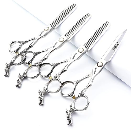 Sharonds 6/7 inch Professional Hair Cutting Scissors Set Hair Cutting Scissors Thinning Teeth Shears Set,Sliver Scissors,Barber,Salon,Hairdressing Scissors Kit,Japanese 440C Scissors (6-inch 4pc-A)