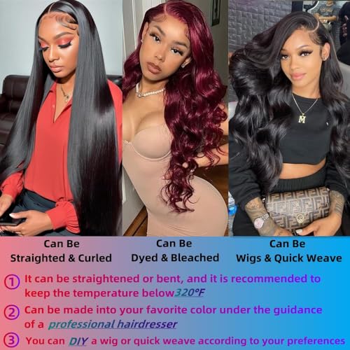 Human Hair Bundles 24 26 28 Inch Body Wave Bundles Human Hair 12A 100% Unprocessed Brazilian Hair Weave 3 Bundles Natural Black Color (Body Wave 3 Bundles, 24 26 28)