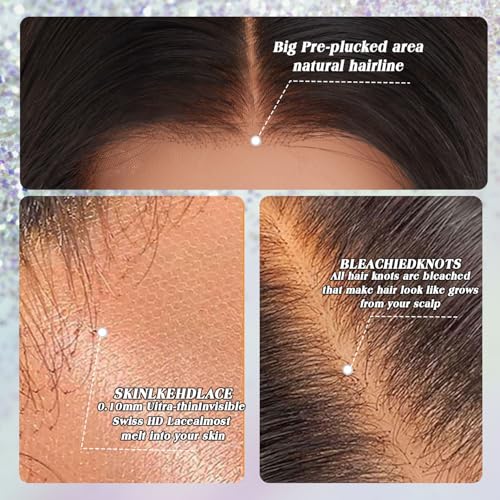 NESMON 13x6 Deep Wave HD Lace Front Wigs Human Hair Wigs for Women 200% Density 0.01MM Real SKINLIKE HD Lace Deep Curly Lace Frontal Wigs Pre Plucked with Baby Hair Natural Color 22 Inch