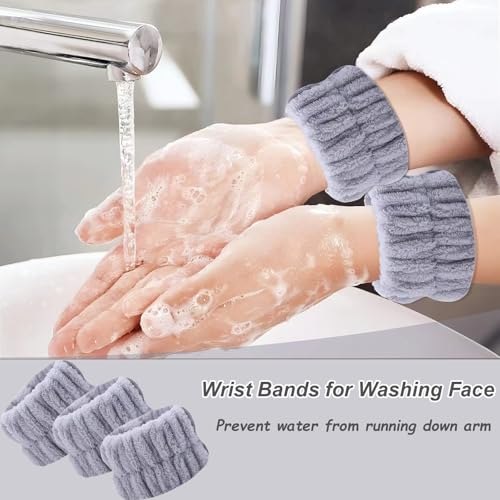 20 Pcs Wrist Bands for Washing Face, Absorbent Face Washing Wristbands, Spa Wrist Towels Beauty Towel Bands Arm Bands for Washing Face for Prevent Water from Running Down Arms