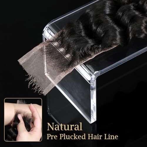 Knots Bleached CindiRiver 2x6 HD Lace Closure Deep Wave Virgin Human Hair With Invisible Real HD Lace, Natural Hairline, Skinlike Lace Frontal Closure Only