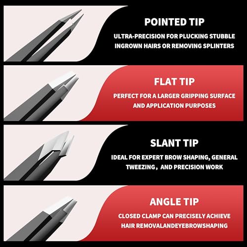 Tweezers for Women Facial Hair, 9 in 1 Eyebrow Kit with Tweezers, Eyebrow Trimmer Scissors, Razor, Brush with Leather Travel Case, Hair Plucking Daily Beauty Tools