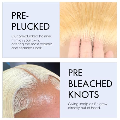 ELISHEVA 613 13x6 Lace Front Wig Human Hair 28 Inch Blonde Wig Human Hair 613 Deep Wave HD Blonde Lace Front Wigs 200% Density Free Part 613 Wig Deep Wave Pre Plucked with Baby Hair