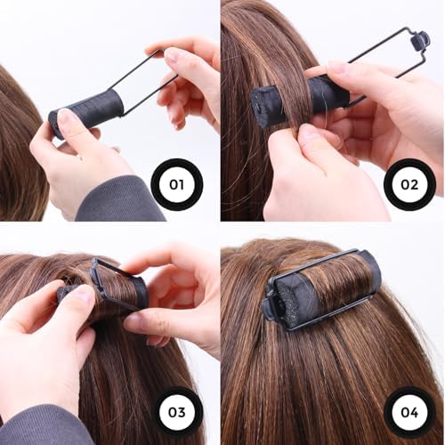 DONNA Silky Satin Foam Rollers 1.25"(D) 6PCS XL Hair Styling Heatless Curlers and Clips for Hairdressing BLACK