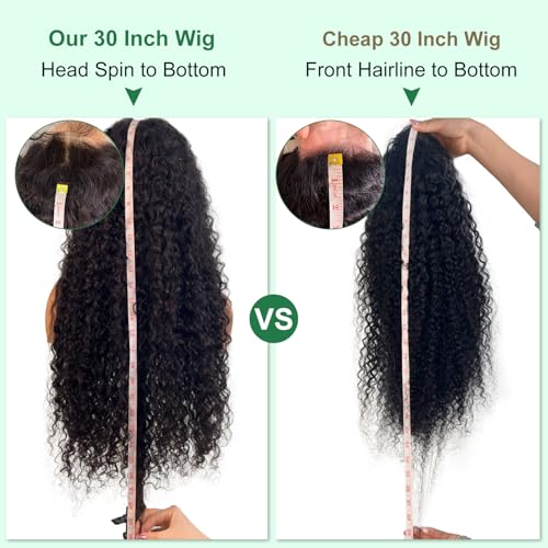 ITODAY 30 Inch Curly Lace Front Wigs Human Hair 200% Density 13x6 HD Lace Frontal Wigs Human Hair Pre Plucked Deep Wave Curly Glueless Wigs Human Hair for Women