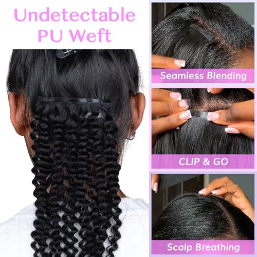 IDN BEAUTY Seamless Clip In Human Hair Real Remy Virgin Human Hair Seamless Kinky Curly Clip Ins For Black Women 150g 9Pcs 22 Inch