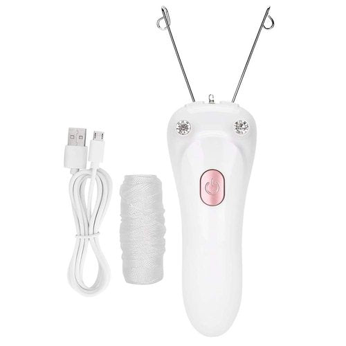 Threading Hair Removal, Hair Removal Device, Electric Threading Epilator USB Hair Remover for & Body Hair Removal with Cotton Thread Roll (Pinks)