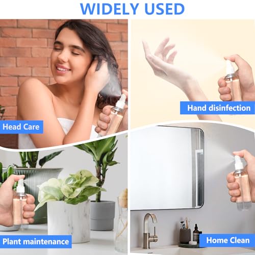 4 Pack 2 Oz (50ml) Mini Spray Bottles Clear Travel Size Spray Bottles Leak Proof with Funnels and Labels