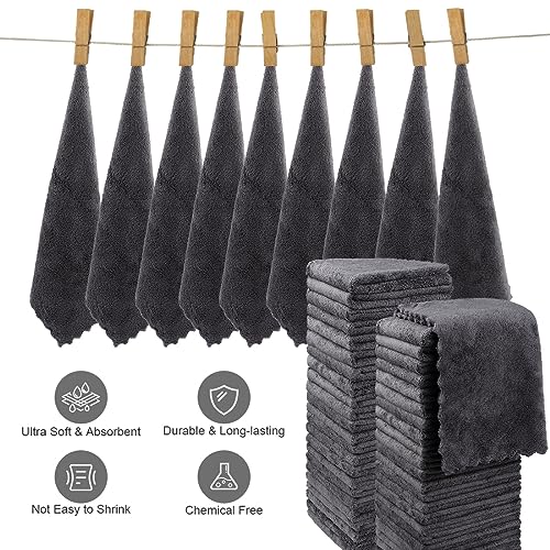 Orighty Makeup Remover Cloths, Cleansing, Reusable, Soft & Washable Coral Fleece Microfiber Washcloths/Towel for Face, Eye, Lips, Pack of 48, 12 x 12 inch (Grey)
