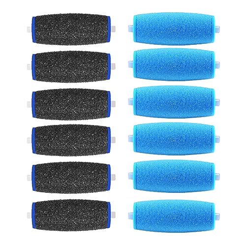 12 Pack Replacement Roller for Amope Pedi, Replacement Head Refills Compatible with Amope Pedi Refills Electronic Perfect Foot File-6 Extra Coarse & 6 Regular Coarse