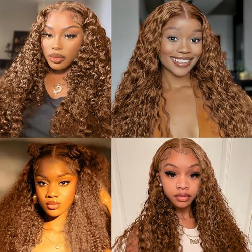 #30 Brown Bundles Deep Wave Bundles Human Hair 14 14 14 Inch Light Brown Deep Wave Bundle Unprocessed Brazilian Virgin Weave Hair 3 Bundle 50 Gram Per Bundle
