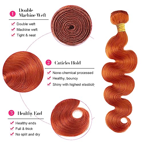 30 30 30 inch Ginger Human Hair Bundles 350 Body Wave Bundles Ginger Orange Human Hair Bundle 350 Body Wave Bundle