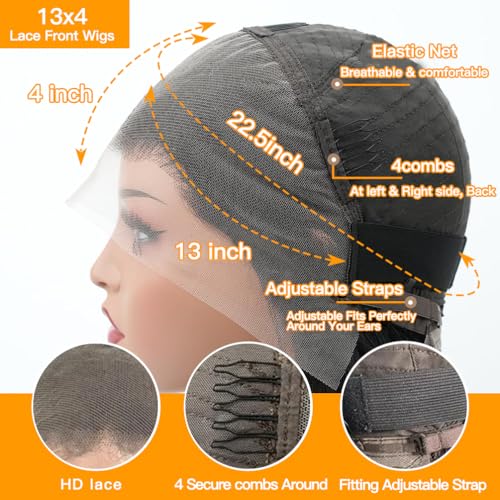 Lace Front Wig Human Hair Body Wave Lace Front Wigs Human Hair Pre Plucked 200 Density 13x4 HD Lace Frontal Glueless Wigs for Women 18 Inch