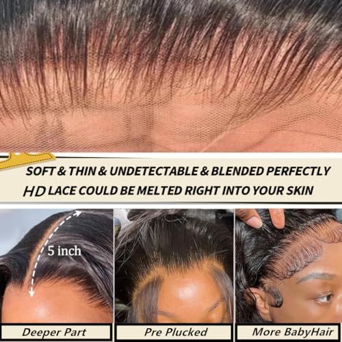 5x5 Hd Lace Closure Wigs Human Hair Pre Cut Lace Glueless Wig Wear and Go Wigs Human Hair Pre Plucked 180 Density Body Wave Lace Front Wigs Human Hair Glueless for Women Natural Hairline