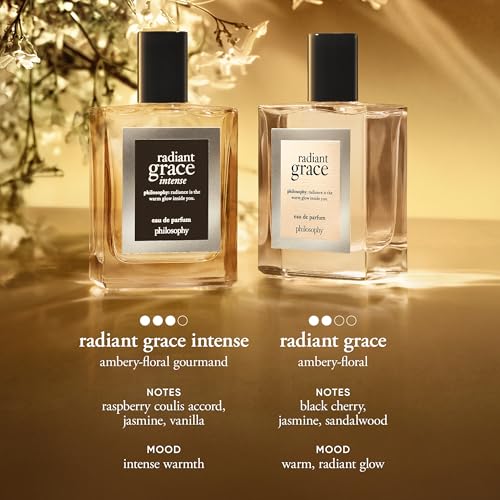 philosophy radiant grace intense eau de parfum- ambery floral women's perfume - with notes of raspberry, jasmine & vanilla - luxury perfume for women - long lasting fragrance