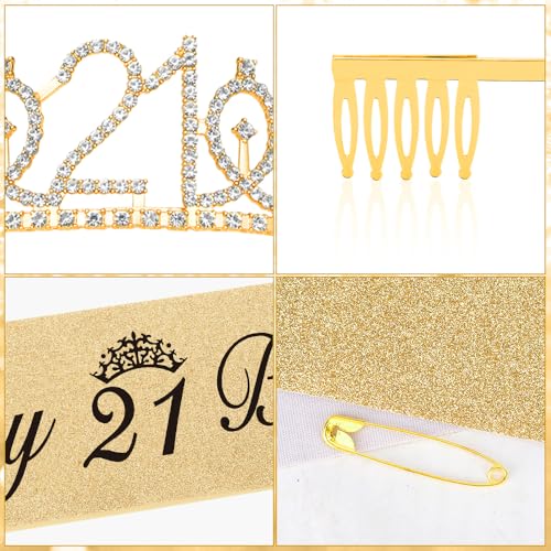 21st Birthday Sash and Crown Gifts for her Tiara for Women Girl 21st Its My Birthday Sash Headband Accessories Decorations