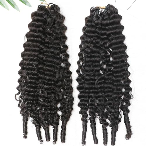 Feather Crochet Human Hair With Tight Curly Ends Invisible Knots Deep Curly Crochet Human Hair Extensions Knotless Pre-Separated 18inch 120g