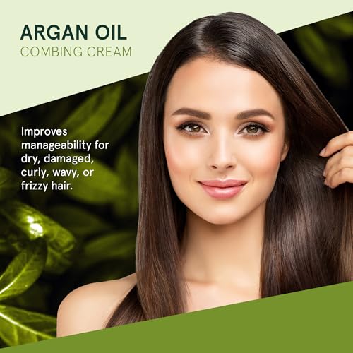 INOAR Argan Oil Combing Cream Creme de Pentear with Jojoba & Cocoa Butter for Deep Hydration & Smoothing, 17.6 Fl Oz
