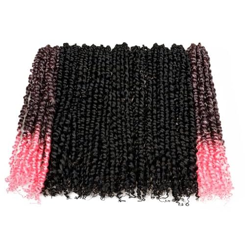 Passion Twist Crochet Hair - Mixed Color Combo Pack (7 Boxes 1B+2 Boxes T1B/Pink), Pre-twisted Pre Looped Synthetic Hair Extensions For Black Women and Kids - 10 Inches