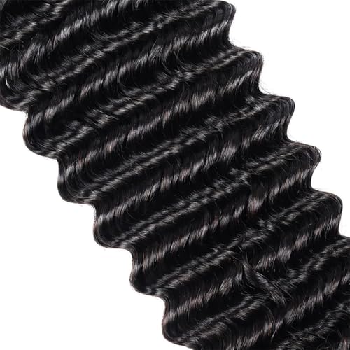 Human Braiding Hair 2 Bundle 100g Deep Wave Bulk Human Hair for Braiding No Weft 12A Brazilian Virgin Curly Human Hair Extensions for Boho Braids (Deep Wave-1B, 20/100g)