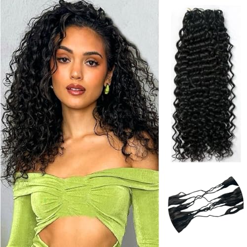 Knotless Pre-Separated Water Wave Human Hair Feather Crochet Hair Extensions Lightweight Reusable Crochet Hair Extensions Natural Color 18inch 120g
