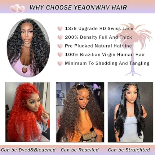 22 Inch Water Wave Lace Front Wigs Human Hair 13x6 Deep Part Curly Wig for Women 200 Density Water Wave Frontal Wigs Human Hair Pre Plucked