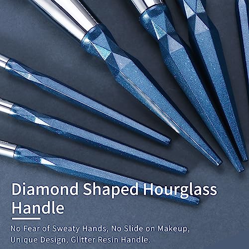 Sapphire Blue Makeup Brush Set Professional, Vegan Makeup Brushes Set, Makeup Brush Set with Case, Glitter Cosmetic Brushes Makeup Set, Make up Brushes Vegan, Make up Brushes Set Professional