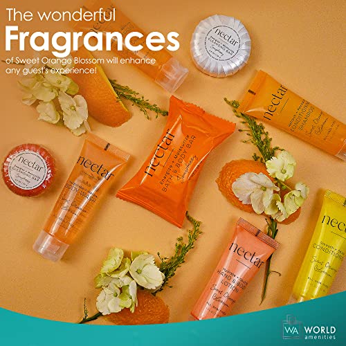 World Amenities Nectar Bulk Shampoo | 300 Count, 1 oz | Sweet Orange Blossom, Mini Travel Size Toiletries (100% Recyclable Tube with Flip Top Cap), Airbnb Rentals, Suitable for All Hair Types