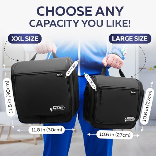 Extra Large (11.8¡±x11.8¡±x4¡±) Hanging Travel Toiletry Bag for Men and Women - Cosmetic Travel Bag With Shoulder Strap - Waterproof Hygiene Bag with Metal Swivel Hook and 19 Compartments for Toiletries