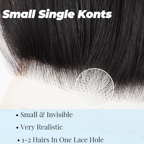 5x5 SKINLIKE 100% Real HD Lace Closure Body Wave Human Hair Closure 0.095mm Ultra-thin Invisible Swiss HD Lace Closure Pre Plucked Small Single Knots Brazilian Virgin Human Hair Closure 20inch