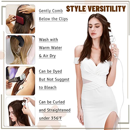S-noilite Clip in Hair Extensions Real Human Hair Natural Blonde 18 Inch 8pcs 140g Straight Real Hair Extensions Clip Ins Double Weft #24