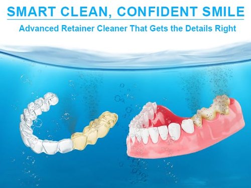 Retainer Ultrasonic Denture Cleaner Machine, 49kHz Dental Night Guard Cleaning Tablets Ultra Sonic Dental Tools for Aligner, Braces, Toothbrush Head & Jewelry with Digital Timer & 3 Mode White