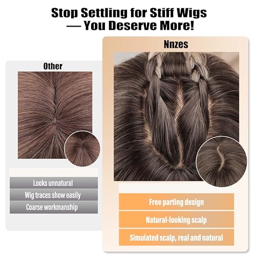 Nnzes Ombre Blonde 26-inch Long Wig with Bangs for Women - Straight Layered Style, Realistic Scalp, Freestyle Parting, Natural-Looking & Heat-Resistant Synthetic Hair for Daily and Party Use