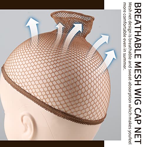 Fandamei Mesh Wig Caps Net, 4PCS Wig Caps Net Open End, Dark Brown Wig Cap for women, Strength Wig Cap Dark Brown