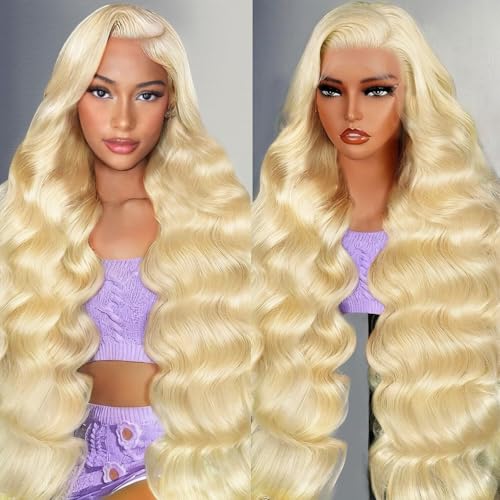 28 Inch 613 Lace Front Wigs Human Hair 13X6 HD Transparent Lace Front Blonde Wig Human Hair Pre Plucked 200% Density Body Wave Wigs for Women