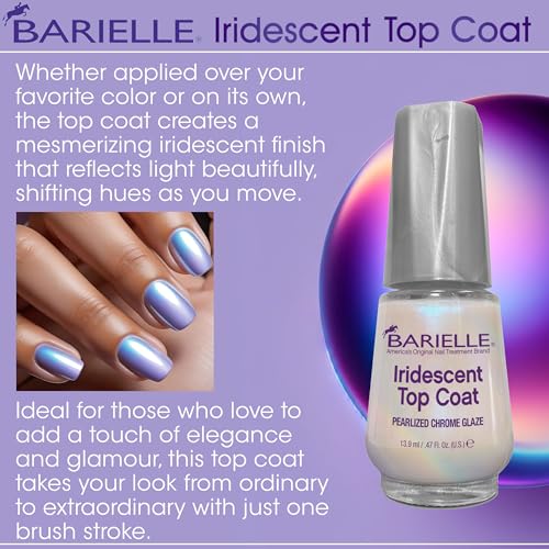 BARIELLE Iridescent Top Coat .47 oz. - Pearlized Chrome Glaze Nail Polish Top Coat